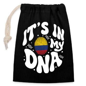 Kolumbianische DNA Kolumbien Flagge Hispanisch - Verschließbarer Geschenkbeutel aus Baumwolle (14x20cm) - Schwarz - Vorne