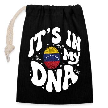 ADN vénézuélien Venezuela Drapeau hispanique - Sac cadeau en coton avec cordon (14 x 20 cm) - noir - Devant