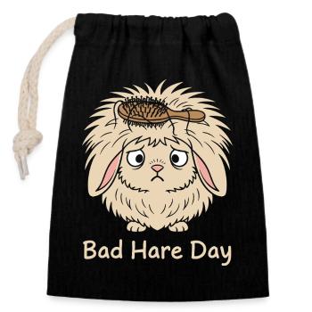 Animal Humour Lapin Tête Lion - Sac cadeau en coton avec cordon (14 x 20 cm) - noir - Devant