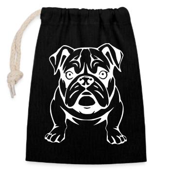 Bulldogge Hunde T-shirt Hundeshirt Geschenk  - Verschließbarer Geschenkbeutel aus Baumwolle (14x20cm) - Schwarz - Vorne
