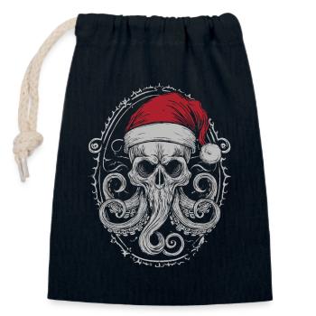 Dark Xmas Schädel – Kraken Oktopus Tentakel - Verschließbarer Geschenkbeutel aus Baumwolle (14x20cm) - Navy - Vorne
