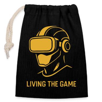 Golden VR: Das Spiel leben - Verschließbarer Geschenkbeutel aus Baumwolle (14x20cm) - Schwarz - Vorne