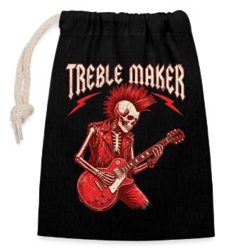 Treble Maker Guitarist Musician Pun Rock - Closable cotton gift bag (14x20cm) - black - Front