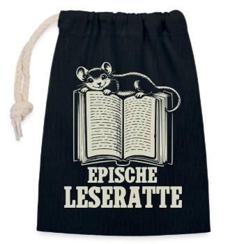 Epische Leseratte - Verschließbarer Geschenkbeutel aus Baumwolle (14x20cm) - Navy - Vorne