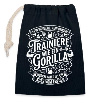 Trainiere Wie Ein Gorilla - Verschließbarer Geschenkbeutel aus Baumwolle (14x20cm) - Navy - Vorne