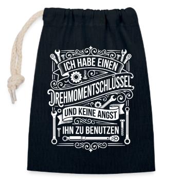Ich habe einen Drehmomentschlüssel - Verschließbarer Geschenkbeutel aus Baumwolle (14x20cm) - Navy - Vorne