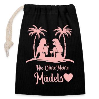 Never without my girls Palm Evening - Closable cotton gift bag (14x20cm) - black - Front