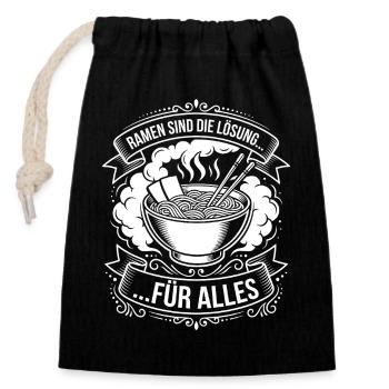 Ramen is the solution - Closable cotton gift bag (14x20cm) - black - Front