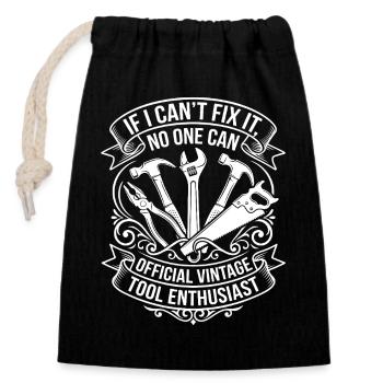 Tool King – Vintage Artisan - Closable cotton gift bag (14x20cm) - black - Front