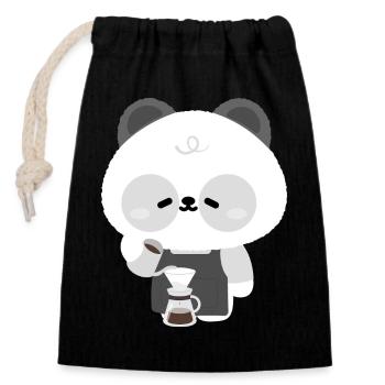 Panda Barista Coffee Brew - Closable cotton gift bag (14x20cm) - black - Front