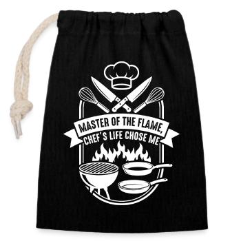 Héros Grill Maître de la Flamme - Sac cadeau en coton avec cordon (14 x 20 cm) - noir - Devant