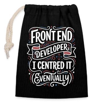 Frontend developer centered - Closable cotton gift bag (14x20cm) - black - Front