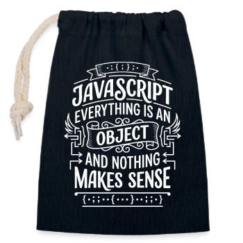 JavaScript: Everything is an object - Closable cotton gift bag (14x20cm) - navy - Front