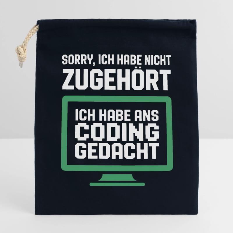Coding Gedanke am Bildschirm Verschließbarer Geschenkbeutel aus Baumwolle (14x20cm)