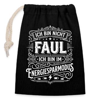 Je ne suis pas paresseux Mode basse consommation - Sac cadeau en coton avec cordon (14 x 20 cm) - noir - Devant