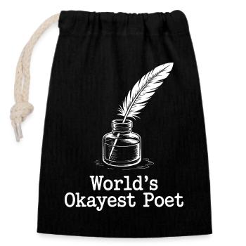 Okayest Poet Feather Ink - Verschließbarer Geschenkbeutel aus Baumwolle (14x20cm) - Schwarz - Vorne