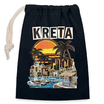 Vacances en Crète Grèce - Sac cadeau en coton avec cordon (14 x 20 cm) - bleu marine - Devant