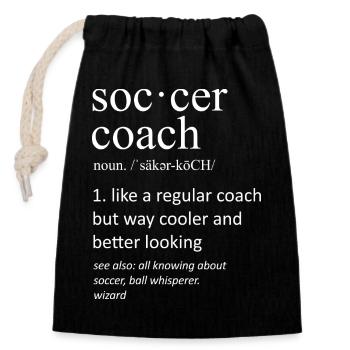 Soccer Coach Definition Funny Football Trainer - Closable cotton gift bag (14x20cm) - black - Front