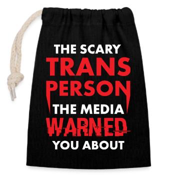 Trans Person Warned Bold Red Activist Graphic - Verschließbarer Geschenkbeutel aus Baumwolle (14x20cm) - Schwarz - Vorne