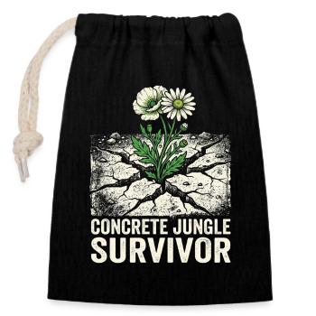 Survivant de la jungle de béton - Sac cadeau en coton avec cordon (14 x 20 cm) - noir - Devant