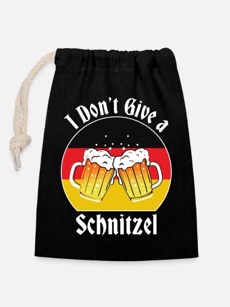 i Don't Give a Schnitzel - Verschließbarer Geschenkbeutel aus Baumwolle (14x20cm) - Schwarz