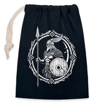 Schildwall Krieger - Wikinger Nordmann mit Speer  - Verschließbarer Geschenkbeutel aus Baumwolle (14x20cm) - Navy - Vorne