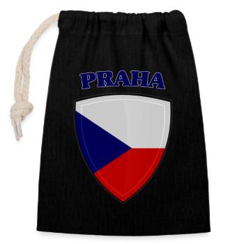 Prague - Closable cotton gift bag (14x20cm) - black - Front