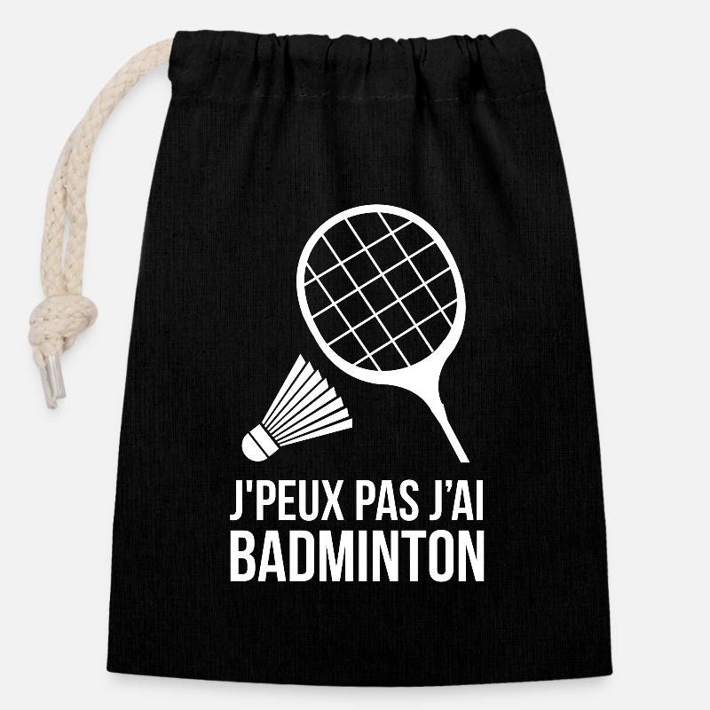Badminton - Sac cadeau en coton avec cordon (14 x 20 cm) - noir