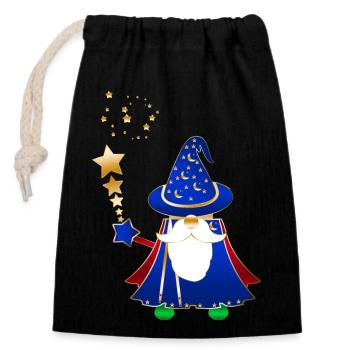 Assistant Wizzy - Sac cadeau en coton avec cordon (14 x 20 cm) - noir - Devant