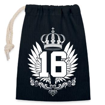 16TH BIRTHDAY 16 YEARS - Closable cotton gift bag (14x20cm) - navy - Front