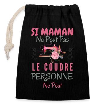 Humour Maman couturière - Sac cadeau en coton avec cordon (14 x 20 cm) - noir - Devant