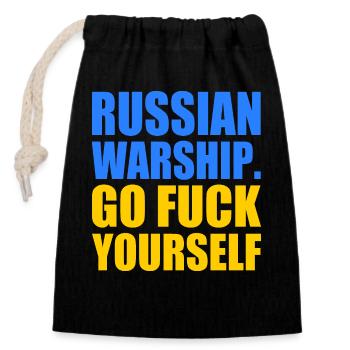 russian warship go f yourself - Verschließbarer Geschenkbeutel aus Baumwolle (14x20cm) - Schwarz - Vorne