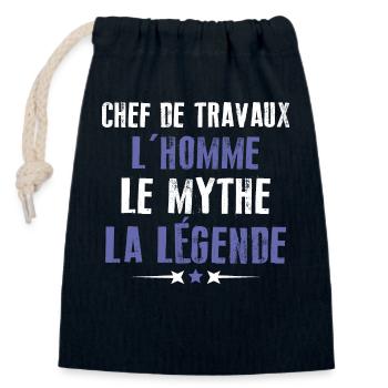 Chef de travaux l'homme le mythe la légende humour - Sac cadeau en coton avec cordon (14 x 20 cm) - bleu marine - Devant