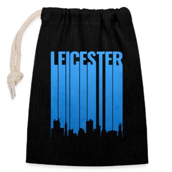 Leicester Skyline Blue Gradient - Closable cotton gift bag (14x20cm) - black - Front