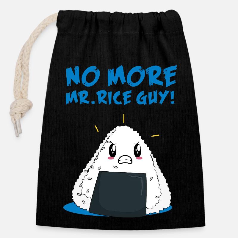 Drôle No More Rice Guy - Sac cadeau en coton avec cordon (14 x 20 cm) - noir