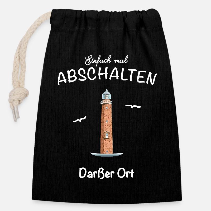 Darßer Ort, Ostseeküste, Fischland- Darß- Zingst - Verschließbarer Geschenkbeutel aus Baumwolle (14x20cm) - Schwarz
