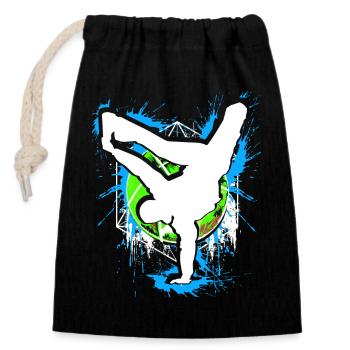 Breakdance - Breakdancer - Breakdancing - BBoy - Sac cadeau en coton avec cordon (14 x 20 cm) - noir - Devant