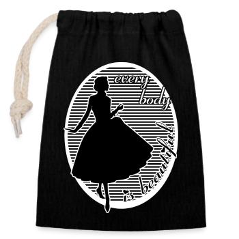 Every body is beautiful woman beauty - Closable cotton gift bag (14x20cm) - black - Front