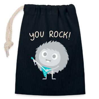 you rock! - Closable cotton gift bag (14x20cm) - navy - Front