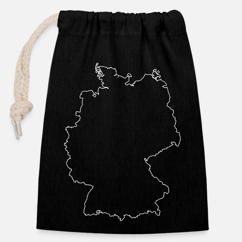 Deutschland Karte - Verschließbarer Geschenkbeutel aus Baumwolle (14x20cm) - Schwarz