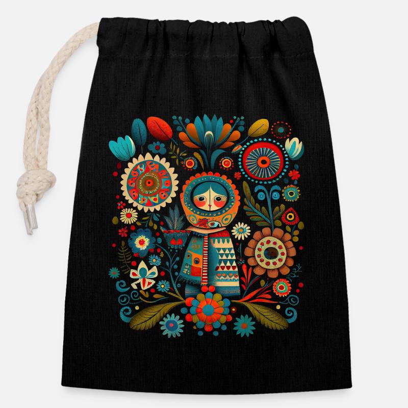 Fleuriste - Sac cadeau en coton avec cordon (14 x 20 cm) - noir