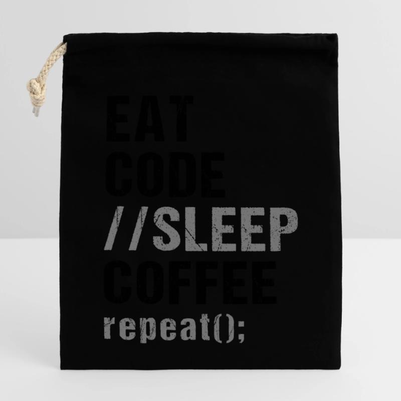 Eat Code Sleep Coffee Repeat Closable cotton gift bag (14x20cm)