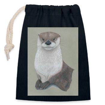 230324 Otter 3 - Closable cotton gift bag (14x20cm) - navy - Front