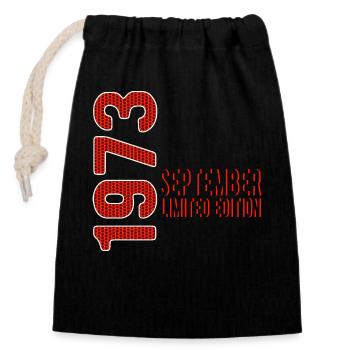 Septembre 1973 édition limitée vintage naissance Jah - Sac cadeau en coton avec cordon (14 x 20 cm) - noir - Devant