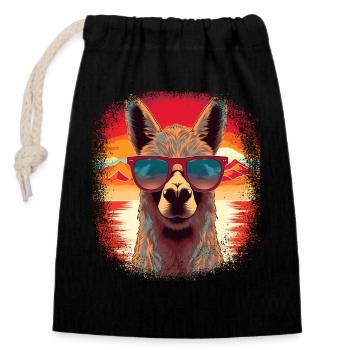 Lama chemise anniversaire cadeau idée enfants animaux - Sac cadeau en coton avec cordon (14 x 20 cm) - noir - Devant