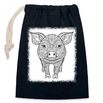 Funny Pig Cool Cannabis Backyard Griller - Closable cotton gift bag (14x20cm) - navy - Front