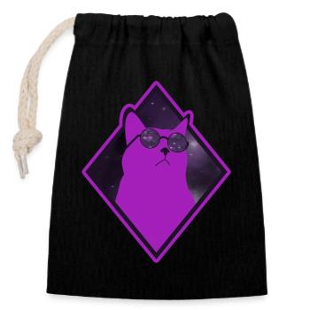 Cat Galaxy pink - Closable cotton gift bag (14x20cm) - black - Front