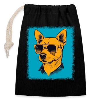 dogwalking anniversaire mammifère citation blagues de geek - Sac cadeau en coton avec cordon (14 x 20 cm) - noir - Devant