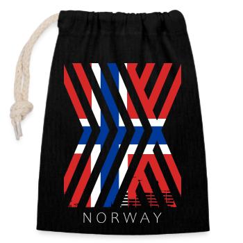 Norwegen Flagge Skandinavien Norwegische Fahne - Verschließbarer Geschenkbeutel aus Baumwolle (14x20cm) - Schwarz - Vorne