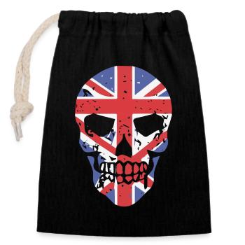 Skull with Union Jack Overlay - Closable cotton gift bag (14x20cm) - black - Front
